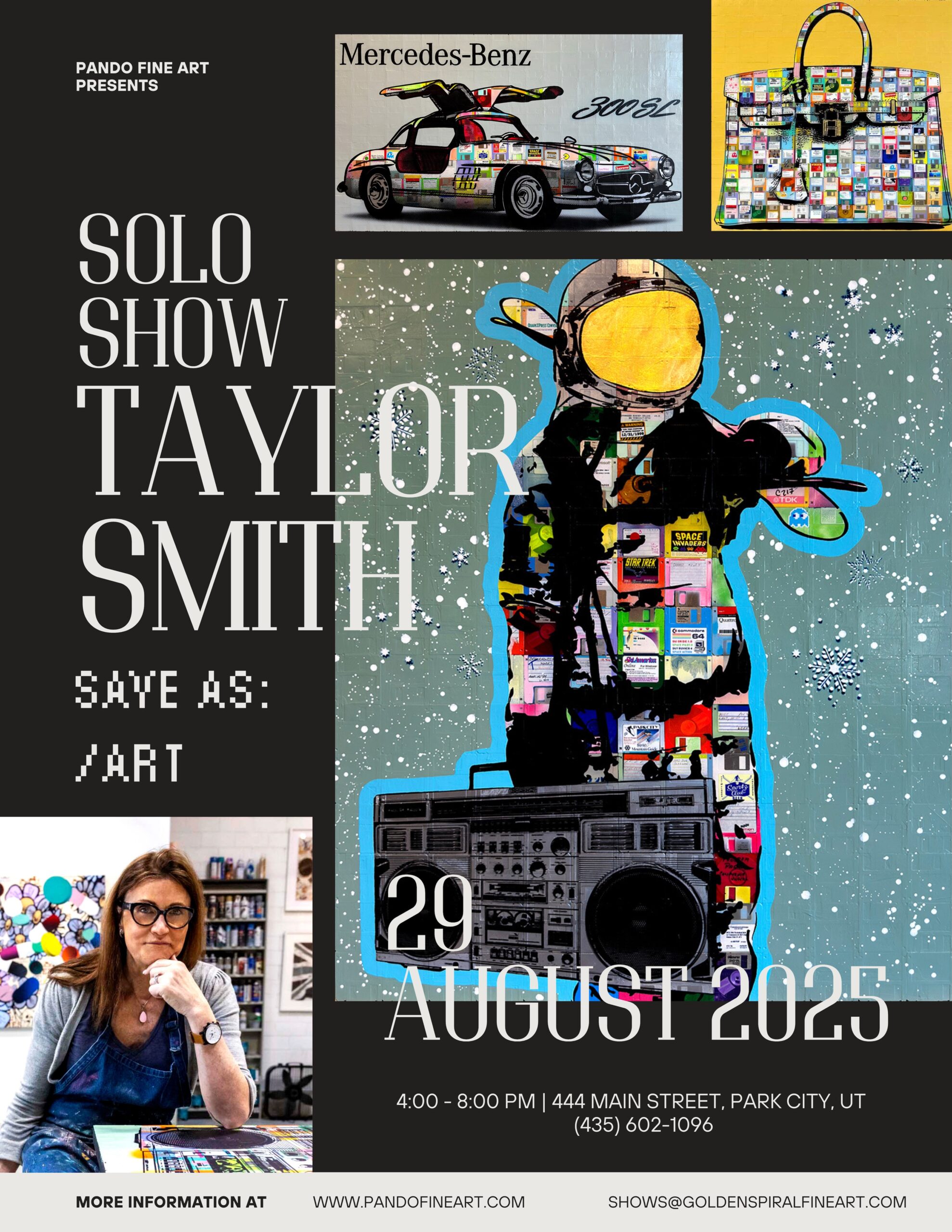 Save As:/ Taylor Smith presents a new exhibition of floppy diskette paintings at Park City Fine Art Gallery during Labor Day Weekend
